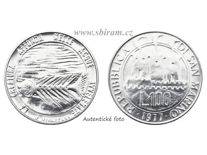 San Marino, mince 100 Lira, 1977, stav 1/1...viz autentické foto