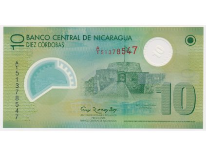 Nikaragua, 10 Córdobas, 2007, polymerová bankovka, stav UNC