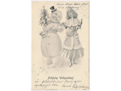 Veselé Vánoce, Dívka a sněhulák, Fröhliche Weihnachten!, 1903