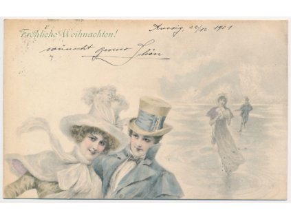 Veselé Vánoce, Fröhliche Weihnachten!, prošlá poštou 1901