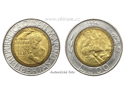 San Marino, mince 500 Lira, 1994, stav 1/1...viz autentické foto