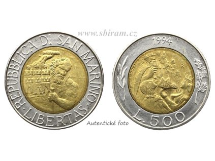 San Marino, mince 500 Lira, 1994, stav 1/1...viz autentické foto