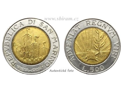 San Marino, mince 500 Lira, 1993, stav 1/1...viz autentické foto