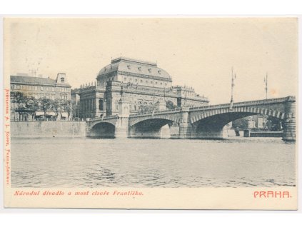 49 - Praha, Národní divadlo a most císaře Františka, cca 1906