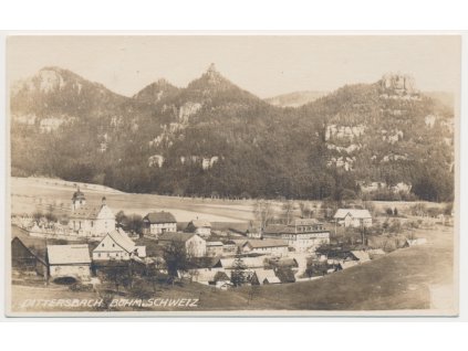 38 - Náchodsko, Jetřichov (Dittersbach), celkový pohled na obec, cca 1930