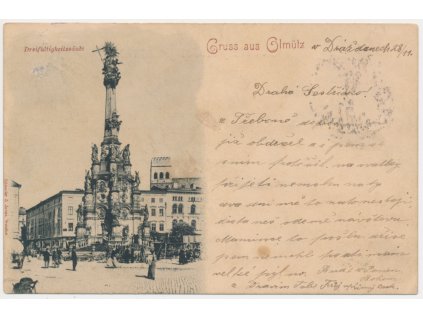 41 - Olomouc (Olmütz), oživená partie u Sloupu Nejsvětější Trojice, cca 1897