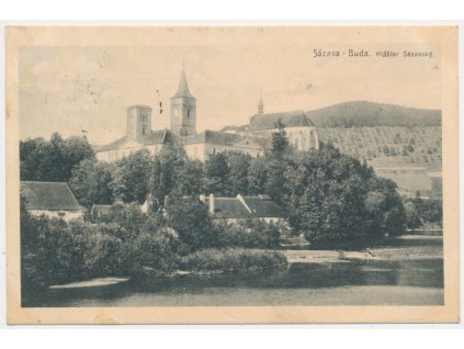 01 - Benešovsko, Sázava - Buda, pohled na klášter a okolí, cca 1921