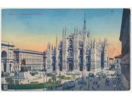 Itálie, Milano, Piazza del Duomo, cca 1912