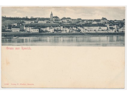 Lucembursko, Remich, celkový pohled na město, cca 1900