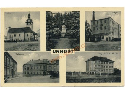 27 - Kladensko, Unhošť, 5 - ti záběr dominant(mlýn, Sokolovna..), 1940