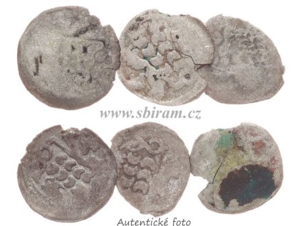 Jiří z Poděbrad (1458 - 1471), Ag mince, Bílé peníze, 3 kusy, Kutná Hora, slušný oběhový stav