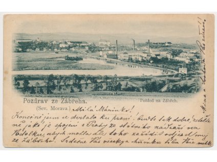 62 - Šumpersko, Zábřeh, celkový pohled na město, továrny..., cca 1899