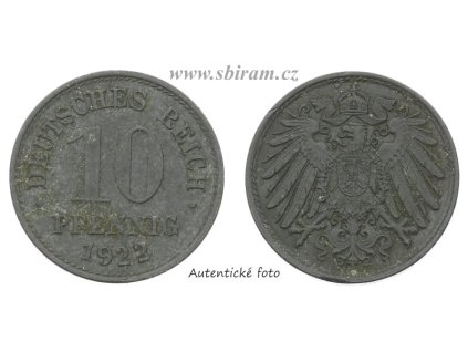 Německo, mince 10 Pfennig, 1922, stav -1/1-...viz autentické foto