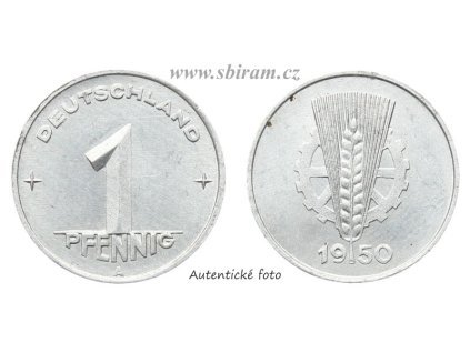 NDR, mince 1 Pfennig, 1950 A, stav 1/1...viz autentické foto