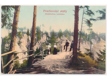 22 - Jičínsko, Prachovské skály, oživená partie u Hraběnčiny vyhlídky, 1906