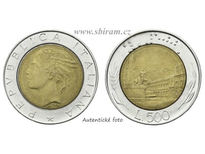 Itálie, mince 500 Lira, 1985, stav 1/1...viz autentické foto