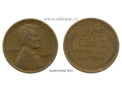 USA, mince 1 Cent, 1929, stav -1/1-...viz autentické foto