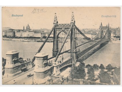 Maďarsko, Budapešť (Budapest), Erzsébet-hid, cca 1918