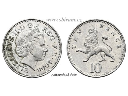 Velká Británie, mince 10 Pence, 2006, stav 1/1...viz autentické foto