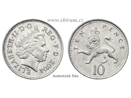 Velká Británie, mince 10 Pence, 2004, stav 1/1...viz autentické foto
