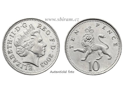 Velká Británie, mince 10 Pence, 2003, stav 1/1...viz autentické foto