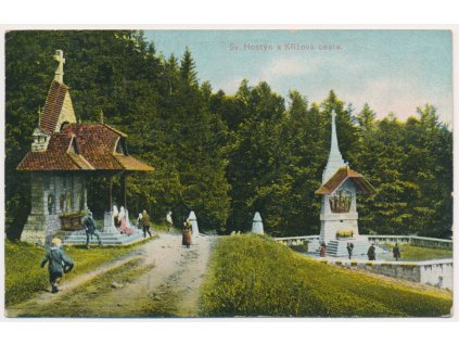30 - Kroměřížsko, Svatý Hostýn, oživená partie z Křížové cesty, cca 1912