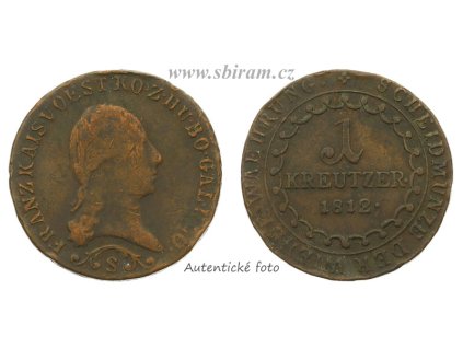 František II., mince 1 Krejcar, 1812 S ...viz autentické foto