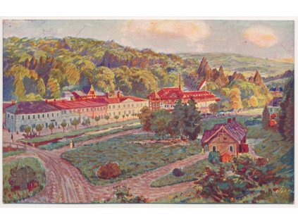 73 - Zlínsko, Luhačovice, pohled na lázně, cca 1918