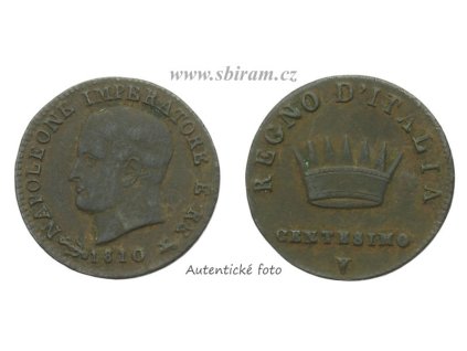 Itálie, mince 1 Centisimo, 1810 ...viz autentické foto