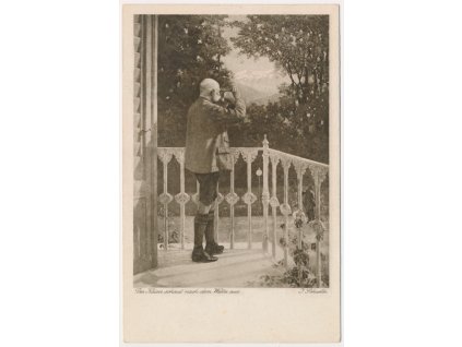 František Josef I., Císař na balkoně "kontroluje" počasí, cca 1916