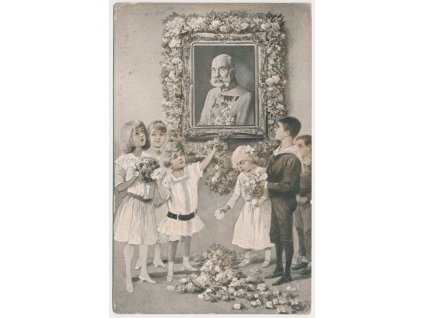 František Josef I., děti u obrazu Jejího veličenstva