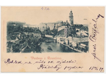 13 - Český Krumlov, Celkový pohled na město od východu, 1899