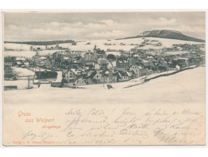 09 - Chomutovsko, Vejprty (Weipert), Celkový pohled na zasněžené město, 1900