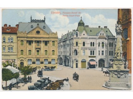 Srbsko, Novi Sad (Újvidék), Ferencz - József tér, oživená ulice, cca 1915