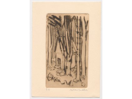 Entler Milan (1947), Kaplička, autorský tisk - suchá jehla, rozměr cca 160x110mm