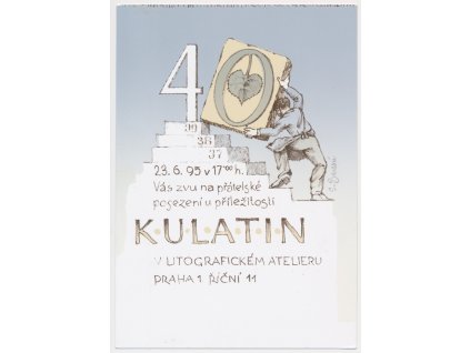 Bursík Spytimír, Pozvánka na kulatiny (40), litografie, rozměr cca 100x150mm
