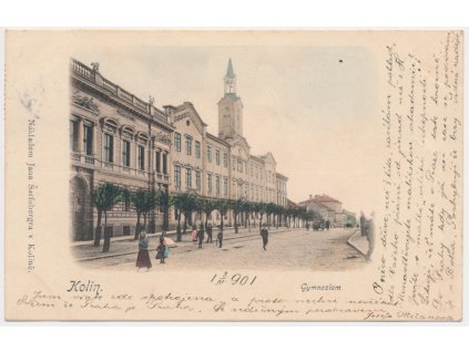 29 - Kolín, oživená partie před gymnáziem, cca 1901