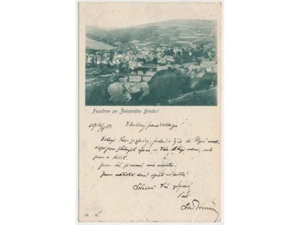20 - Jablonecko, Železný Brod, okénkový celkový pohled na město, 1900