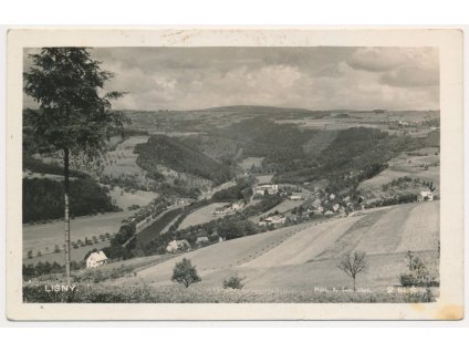 20 - Jablonecko, Líšný, celkový pohled na obec, cca 1937
