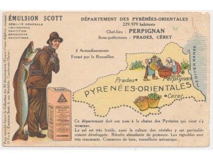 Rybářství, Reklamní pohlednice Émulsion Scott, okolo roku 1925