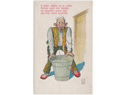 Marné naříkání, Litografická pohlednice naříkajícího muže, cca 1908