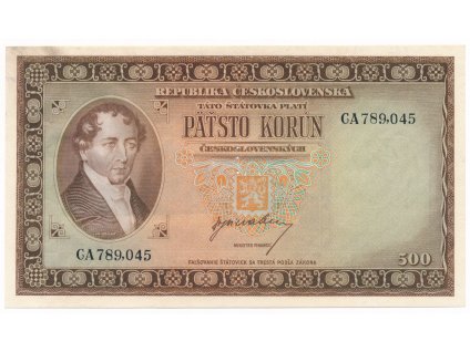 ČSR, 500 Kčs, bez data (1945), série GA, perforovaná, stav UNC
