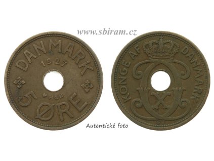 Dánsko, mince 5 Öre, 1927...viz autentické foto