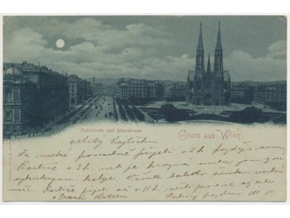 Rakousko, Vídeň (Wien), Votivkirche und Alserstrasse, cca 1897