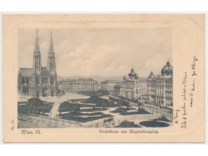 Rakousko, Vídeň (Wien IX.), Maximilianplatz, Kirche, cca 1900