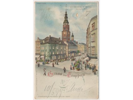 42 - Opava (Troppau), Der Oberring in Troppau im Jahre 1898, oživená ulice, 1899