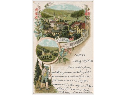 66 - Trutnovsko, Janské Lázně (Johannisbad), 2 záběrová koláž města, 1899