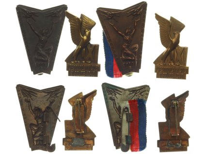ČSSR, Sestava 4 ks sletových odznaků z let 1920-1948, pěkný původní stav