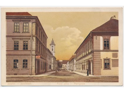 38 - Náchodsko, Josefov, oživená Farní ulice, cca 1917