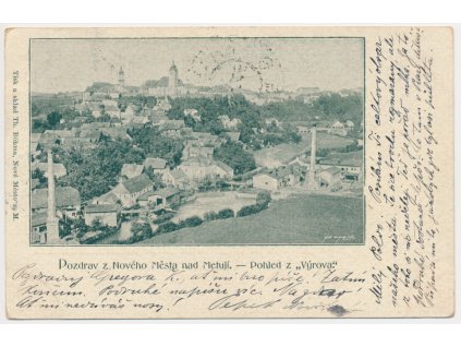 38 - Náchodsko, Nové Město nad Metují, pohled na město z "Várova", cca 1901